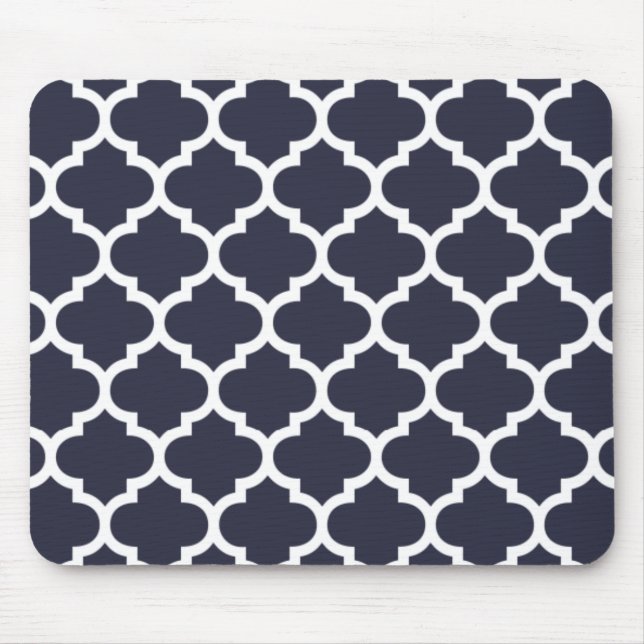 Quatrefoil Marine-Blau Mousepad (Vorne)