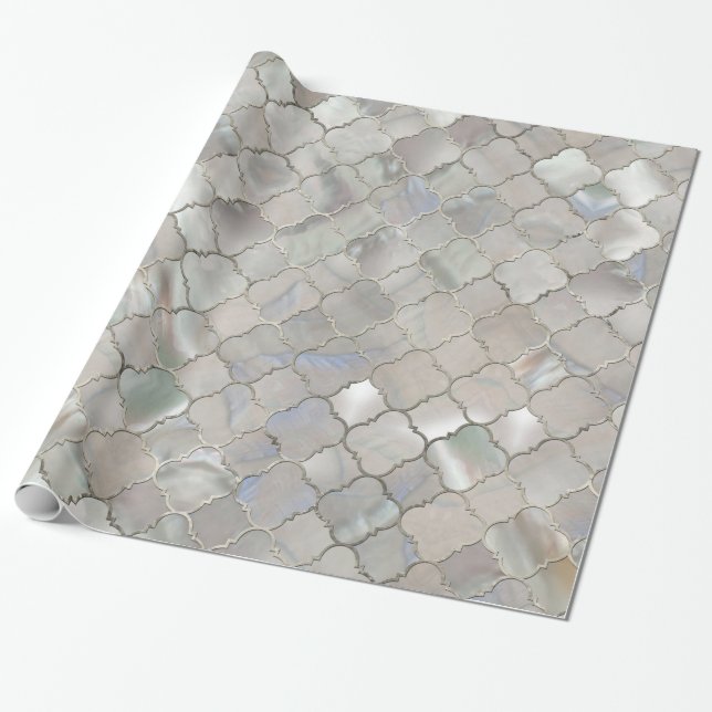 Quatrefoil marokkanisches Muster-Perlmutt Geschenkpapier (Ungerollt)