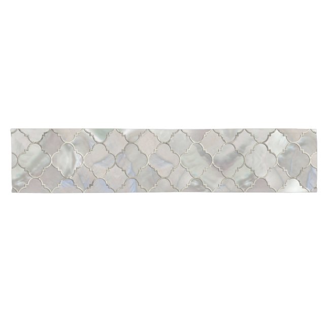 Quatrefoil marokkanisches Muster-Perlmutt Kurzer Tischläufer (Horizontal)