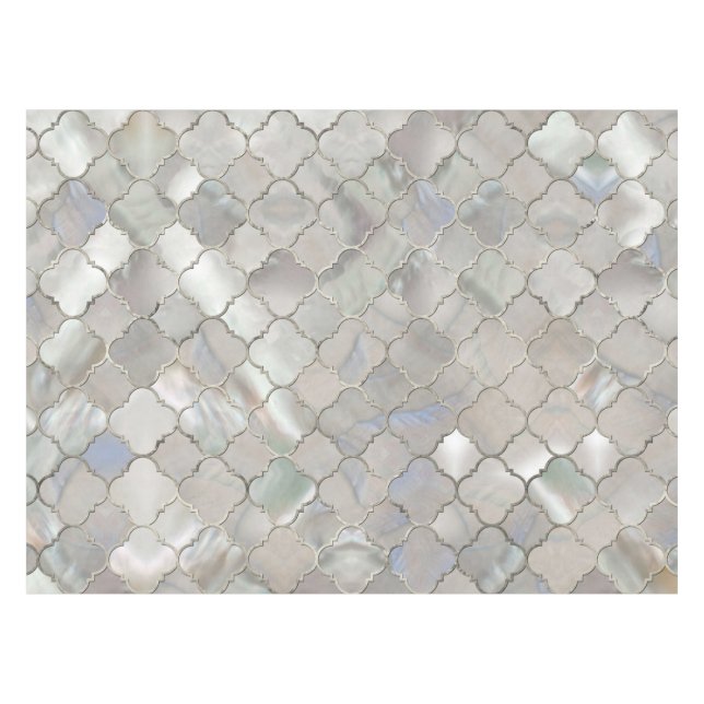 Quatrefoil marokkanisches Muster-Perlmutt Tischdecke (Vorderseite (Horizontal))