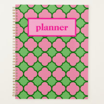 Quatrefoil rose et vert Preppy