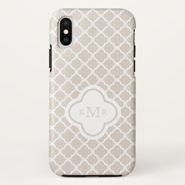 Quatrefoil SahneLatte Muster-stilvolles Monogramm Case-Mate iPhone Hülle (Rückseite)