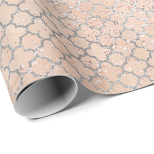 Quatrefoil silberner bezaubernder rosa geschenkpapier