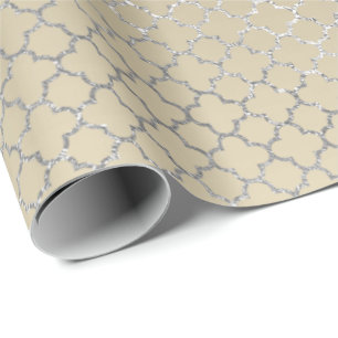Quatrefoil silbernes bezauberndes geschenkpapier