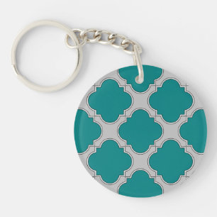 Quatrefoil turquoise et gris