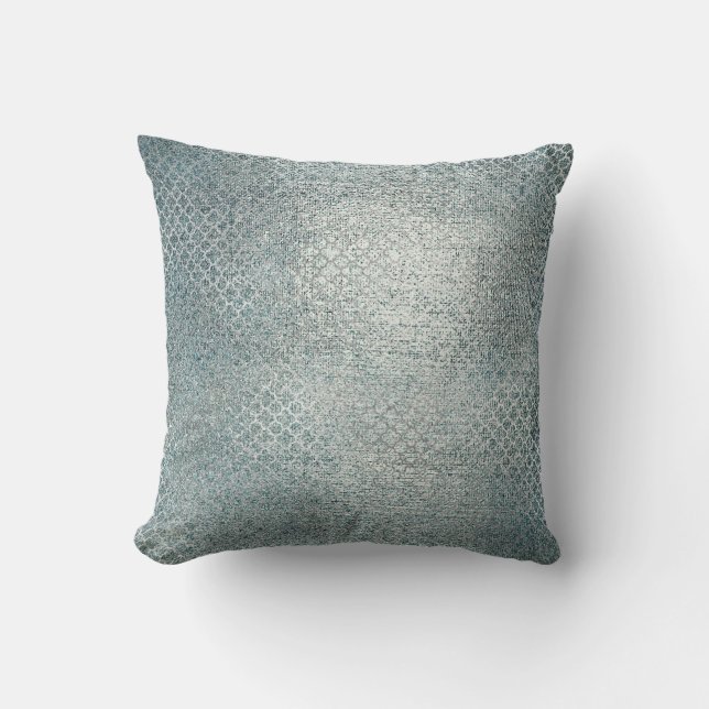 Quatrefolie Art Deco Silver Aquamarin Brown Glam Kissen (Vorderseite)