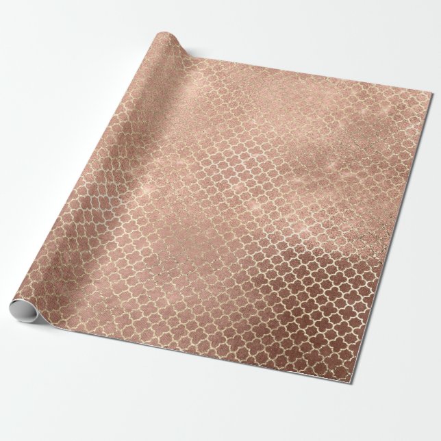 Quatrefolie Bride 16. Rose Gold Blush Bridal Cotta Geschenkpapier (Ungerollt)