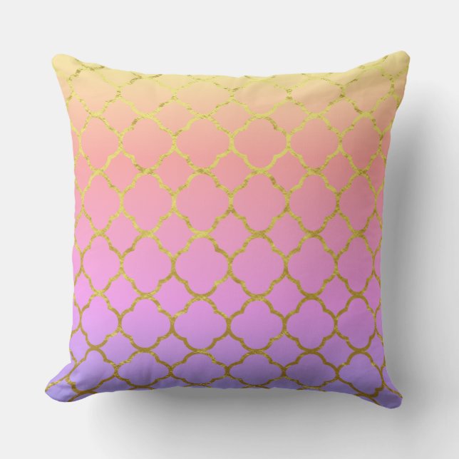 Quatrefolie Foil Patterns Rose Gold Pink Ombre 202 Kissen (Vorderseite)
