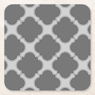 Quatrefolie in Grautönen Rechteckiger Pappuntersetzer