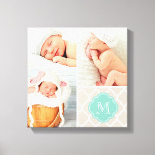 Quatrefolie Monogram Baby Foto Collage Kinderzimme Leinwanddruck