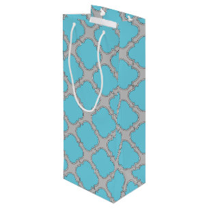 Quatrefolienblau und grau geschenktüte für weinflaschen