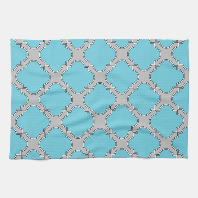 Quatrefolienblau und grau geschirrtuch (Horizontal)