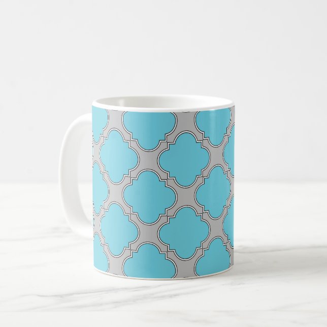 Quatrefolienblau und grau kaffeetasse (Vorderseite Links)