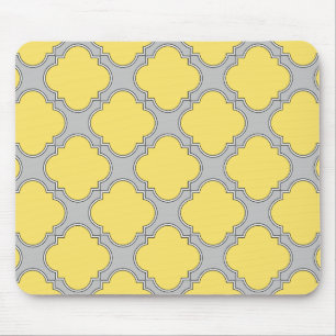 Quatrefoliengelb und grau mousepad