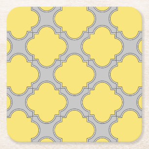 Quatrefoliengelb und grau rechteckiger pappuntersetzer