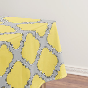 Quatrefoliengelb und grau tischdecke