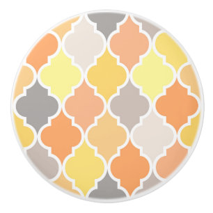 Quatrefolienmuster gelb, orange und grau keramikknauf