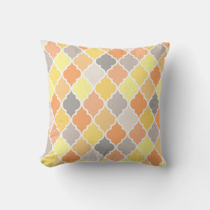 Quatrefolienmuster gelb, orange und grau kissen