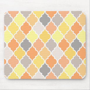 Quatrefolienmuster gelb, orange und grau mousepad