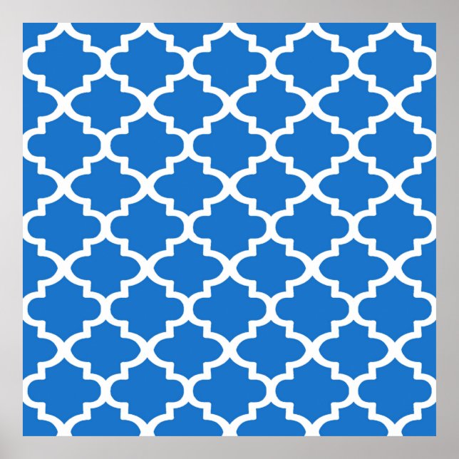 Quatrefolienmuster in klassischem Blau Poster (Vorne)