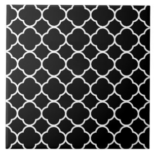 Quatrefolienmuster Schwarz Fliese