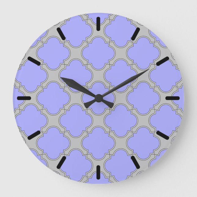 Quatrefolienzwinkle und Grau Große Wanduhr (Vorderseite)