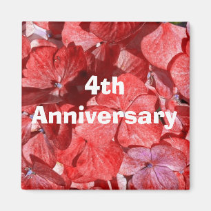 Quatrième aimant d'anniversaire avec Hydrangas