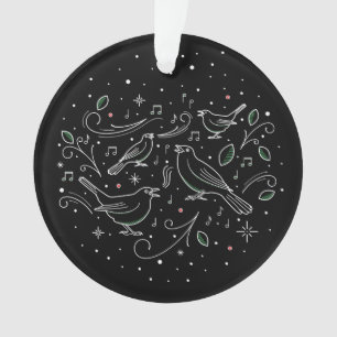 Quatrième jour de Noël Acrylique Ornement Noir