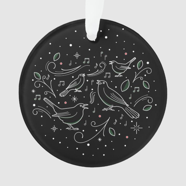 Quatrième jour de Noël Acrylique Ornement Noir (devant)
