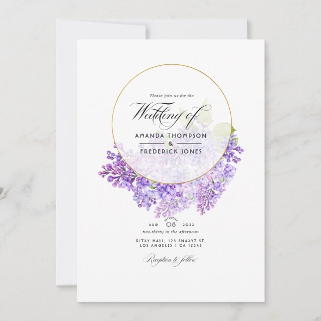 Quatsch & Gold Geometric Herbarium QR Code Wedding Einladung (Vorderseite)