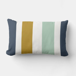 Quattro Streifen in Minze, Senf, Navy Blue, White Lendenkissen