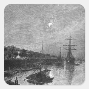 Quay in Hankou, 1893 Quadratischer Aufkleber