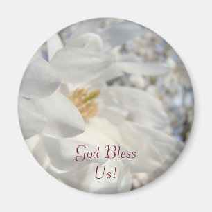 Que Dieu nous bénisse ! aimant Fleurs de Magnolia 