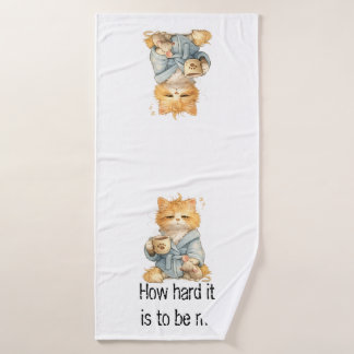 Que Dificil Ser Yo Funny Tired Cat 3-Piece Towel S Badhandtuch Set