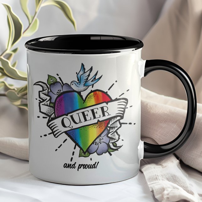 Que Heart Tattoo Tasse (Queer and proud, because you belong!)
