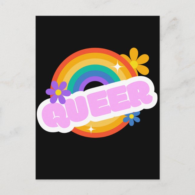 Que. LGBT+Stolz. Postkarte (Vorderseite)