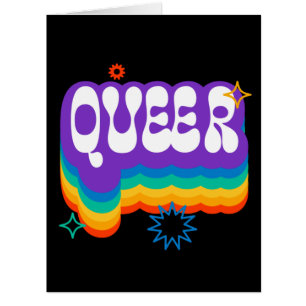 Que. LGBT+Stolz. Regenbogen. Postkarte