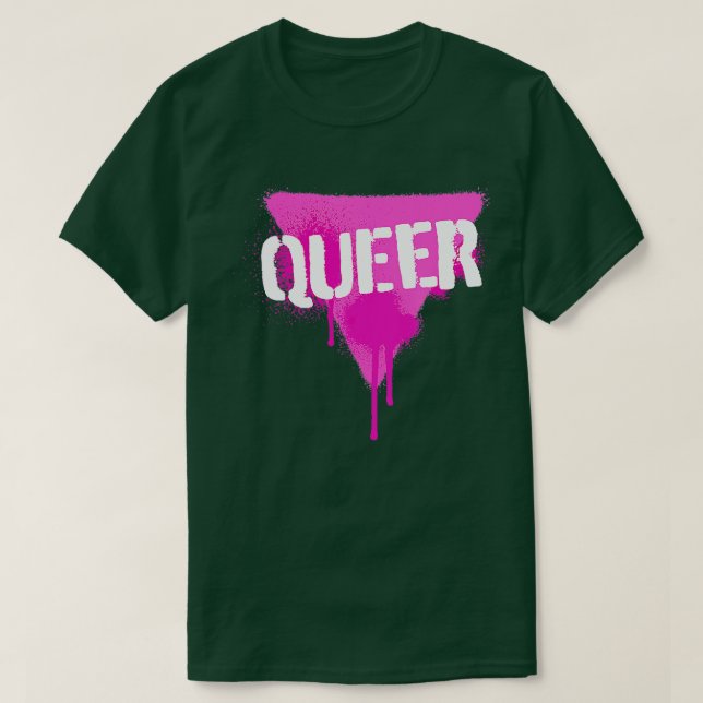 Que rosa Dreieck in Punk Spray Paint Stencil St T-Shirt (Design vorne)