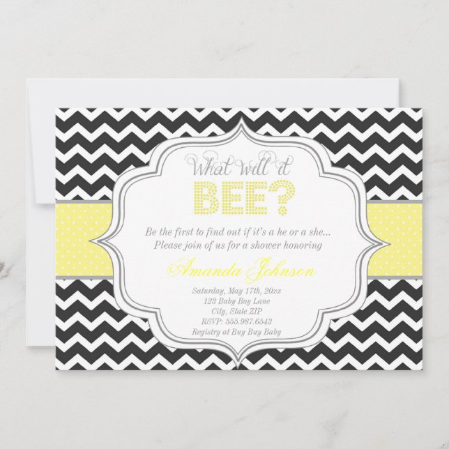 Que Sera-T-Il ? Invitation de Baby shower Chic Che (Devant)
