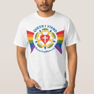 "Que stehe ich" T - Shirt (auf hellem Gewebe)