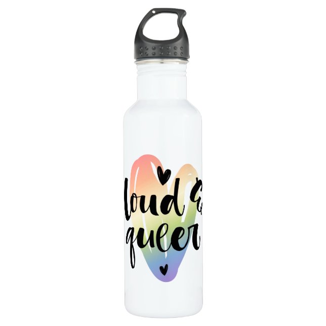 Que| Wasserfarbenherz Edelstahlflasche (Vorderseite)