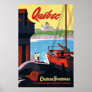 QUEBEC Canada Chateau Frontenac Ship Harbour Poster