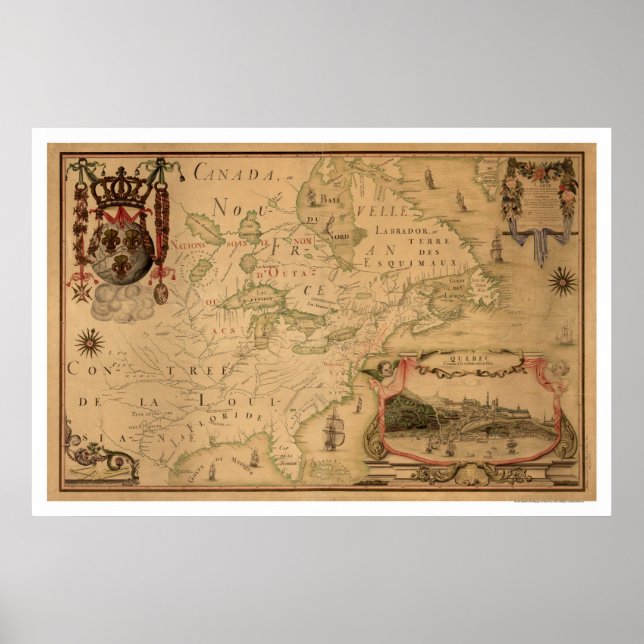Quebec Canada Early Map 1688 Poster (Vorne)