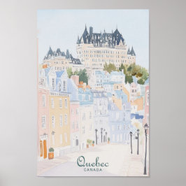 Quebec Canada Gouache Paint Illustration Travel Poster