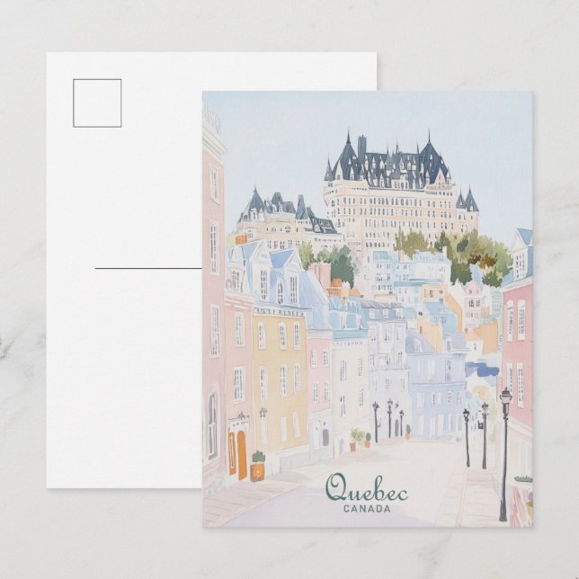 Quebec Canada Gouache Paint Illustration Travel Postkarte (Vorne/Hinten)