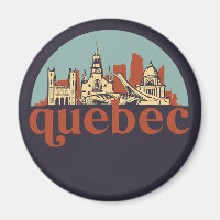 Quebec Canada Retro City Skyline Cityscape Art