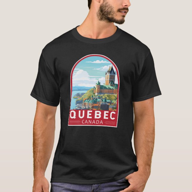 Quebec Canada Travel Art Vintag T-Shirt (Vorderseite)