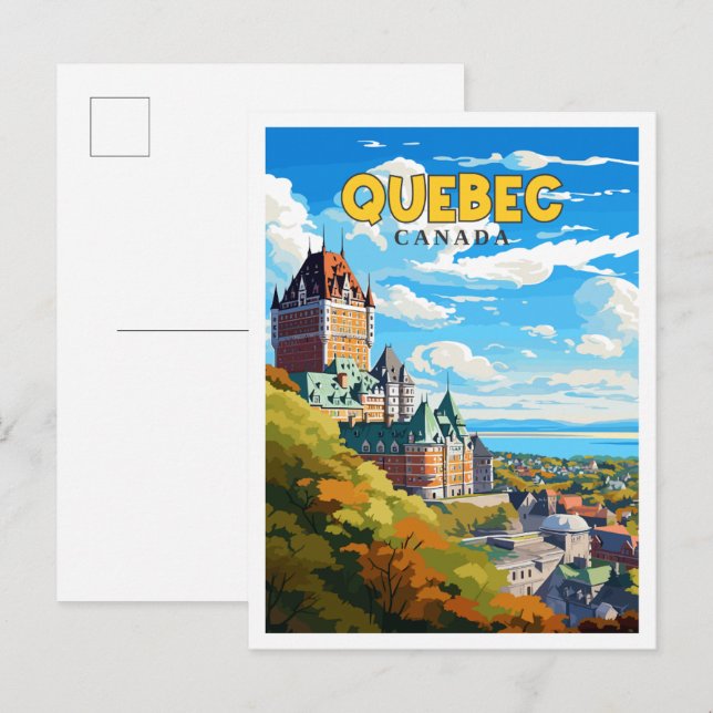 Quebec Canada Vintage Reise Illustration Postkarte (Vorne/Hinten)
