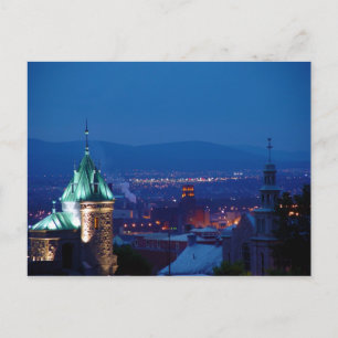Quebec City Gate Überblick über die Nachtkarte von Postkarte