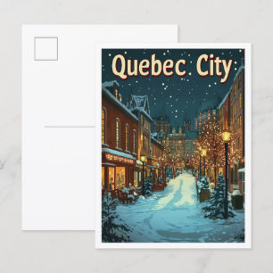 Quebec City Kanada Kunst Vintage Reise Illustratio Postkarte